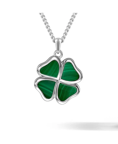 Vincero Men's Clover Pendant – Malachite 21" Chain