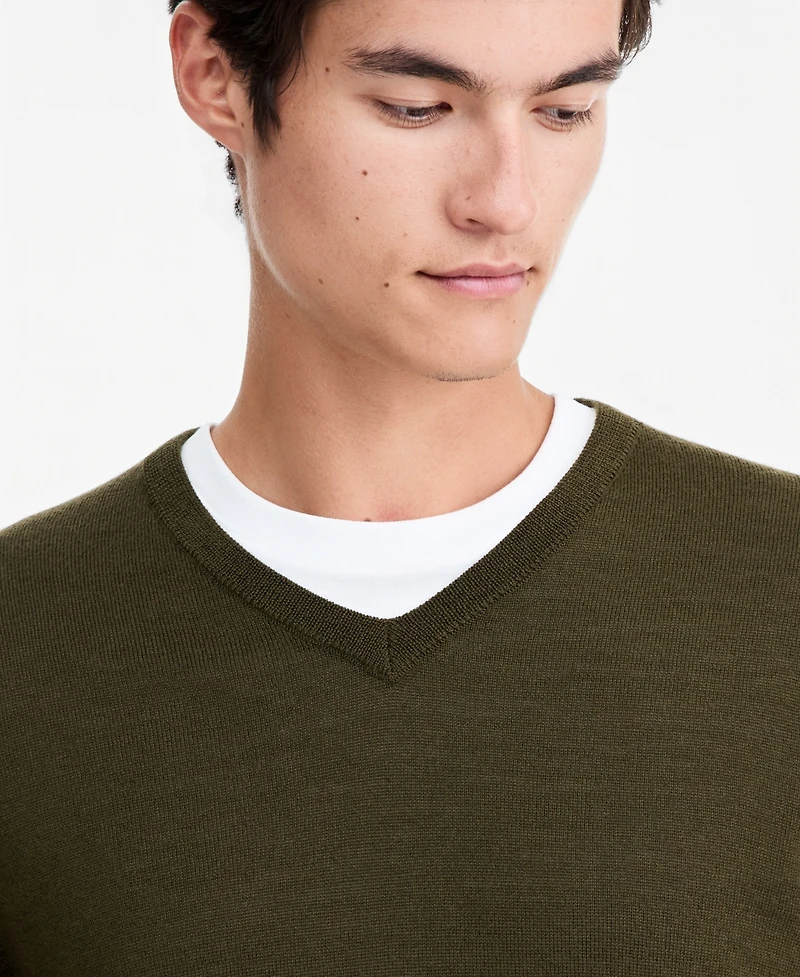 Alfani Men's Merino Wool V-Neck Sweater, Macy's Exclusive