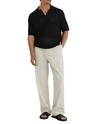 Reiss Men's Raffarty Open Collar Stitch Detail Polo Shirt