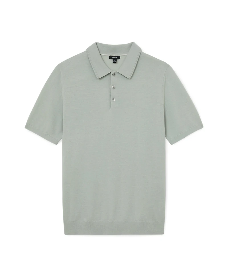 Reiss Men's Manor Half Button Merino Wool Polo Shirt