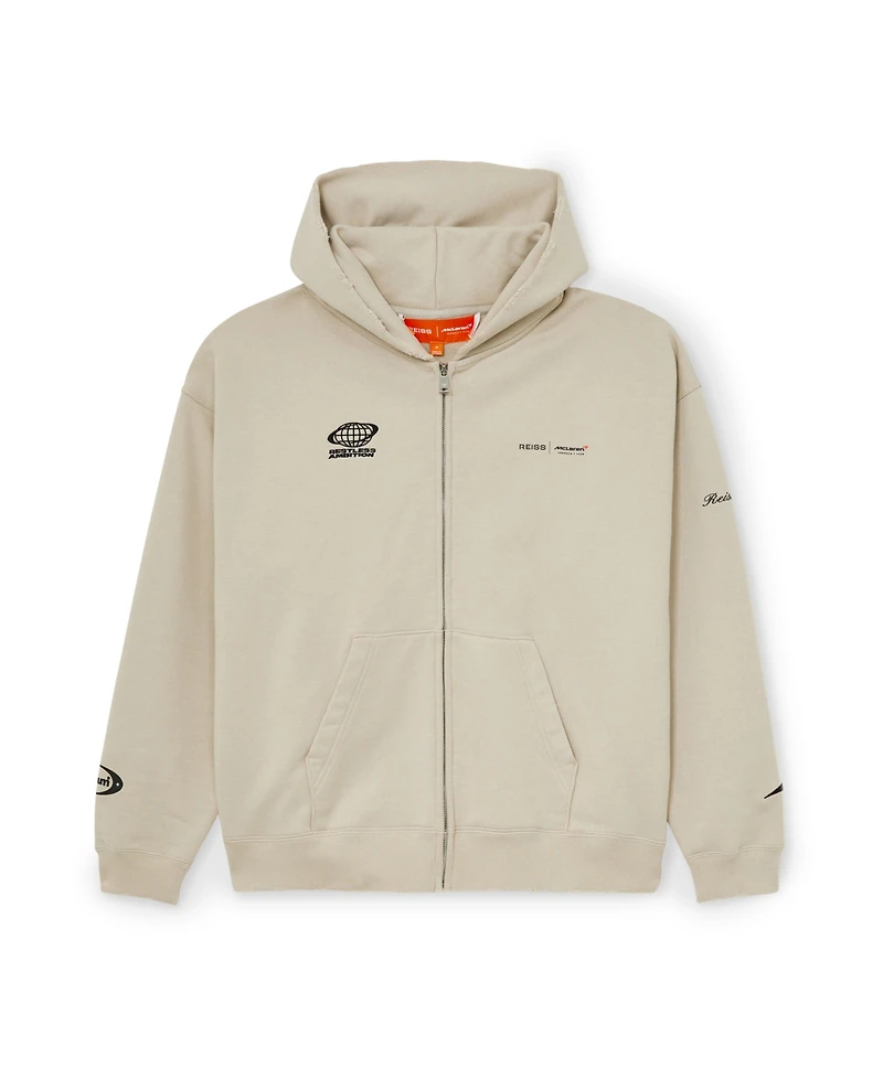 Reiss Men's Ashlam Zip Through Motorsport Embroidered Hoodie