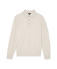 Reiss Men's Pallas Half Button Check Textured Polo Shirt