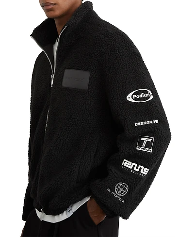 Reiss Men's Nylo Logo Embroidered Fleece Jacket