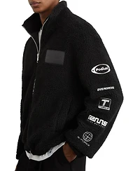 Reiss Men's Nylo Logo Embroidered Fleece Jacket
