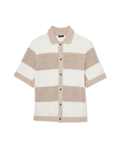 Reiss Men's Marek Button Through Block Stripe Shirt