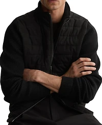 Reiss Men's Bram Zip Through Funnel Quilted Hybrid Jacket