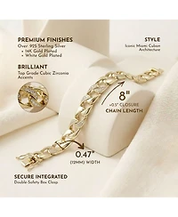Men's Sterling Silver Iced Out Cubic Zirconia Miami Cuban Chain Bracelet
