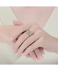 Rachel Glauber Unique Two-Tone Radiant Pave Cz Flower-Inspired Ring