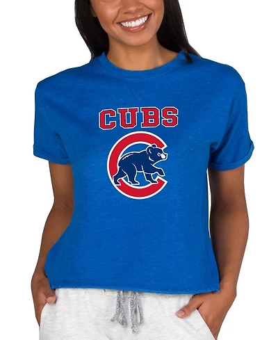 Concepts Sport Women's Royal Chicago Cubs Tri-Blend Mainstream Terry Short Sleeve Sweatshirt Top