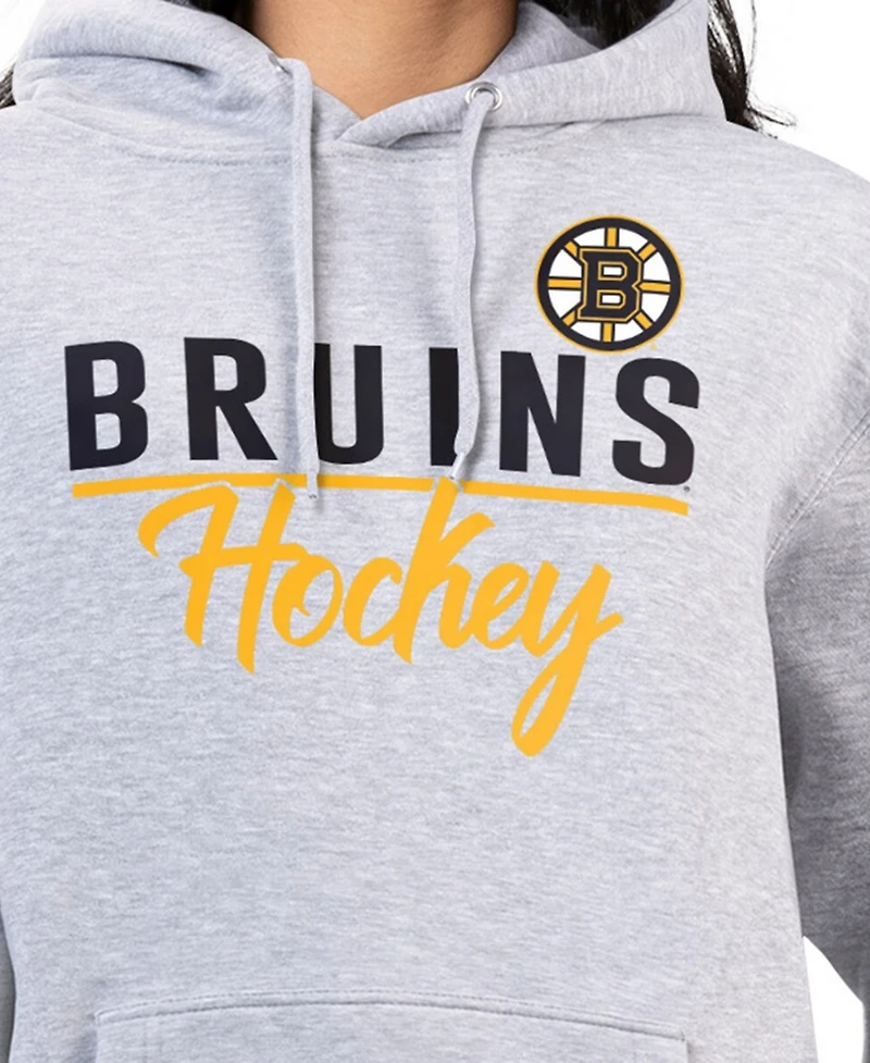 G-iii 4Her by Carl Banks Women's Heather Gray Boston Bruins Team Sport Tri-Blend Fleece Hoodie