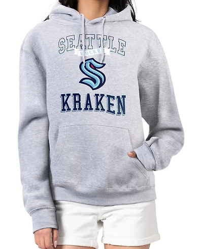 G-iii 4Her by Carl Banks Women's Heather Gray Seattle Kraken Team Logo Tri-Blend Fleece Pullover Hoodie
