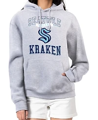 G-iii 4Her by Carl Banks Women's Heather Gray Seattle Kraken Team Logo Tri-Blend Fleece Pullover Hoodie