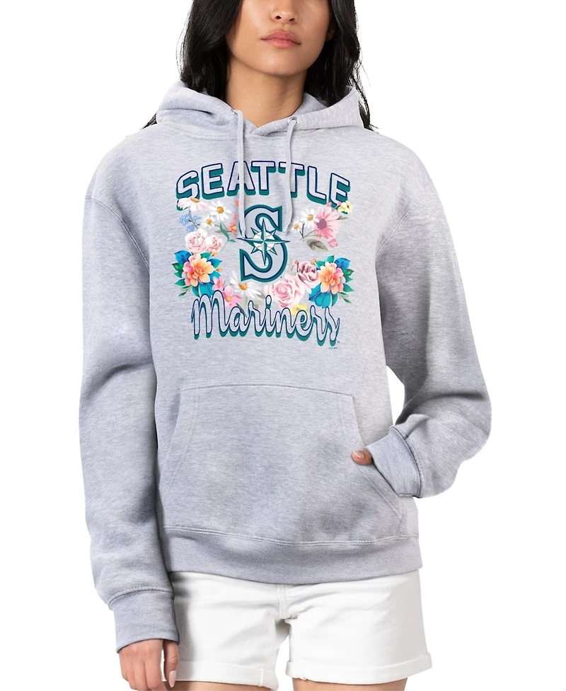 G-iii 4Her by Carl Banks Women's Heather Gray Seattle Mariners Flowers Graphic Pullover Hoodie
