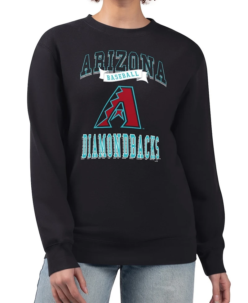G-iii 4Her by Carl Banks Women's Black Arizona Diamondbacks Team Logo Graphic Tri-Blend Fleece Pullover Sweatshirt