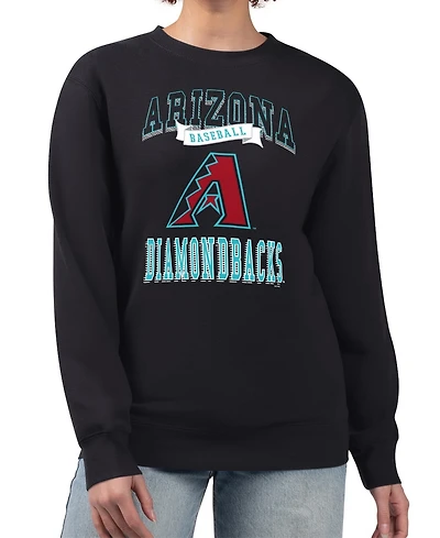 G-iii 4Her by Carl Banks Women's Black Arizona Diamondbacks Team Logo Graphic Tri-Blend Fleece Pullover Sweatshirt