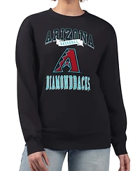 G-iii 4Her by Carl Banks Women's Black Arizona Diamondbacks Team Logo Graphic Tri-Blend Fleece Pullover Sweatshirt