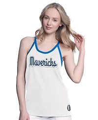 G-iii 4Her By Carl Banks Women's White Dallas Mavericks Curveball Racerback Scoop Neck Slub Tank Top