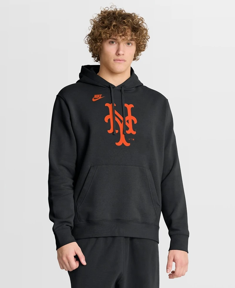 Nike Men's Black New York Mets Cooperstown Collection Logo Club Hoodie