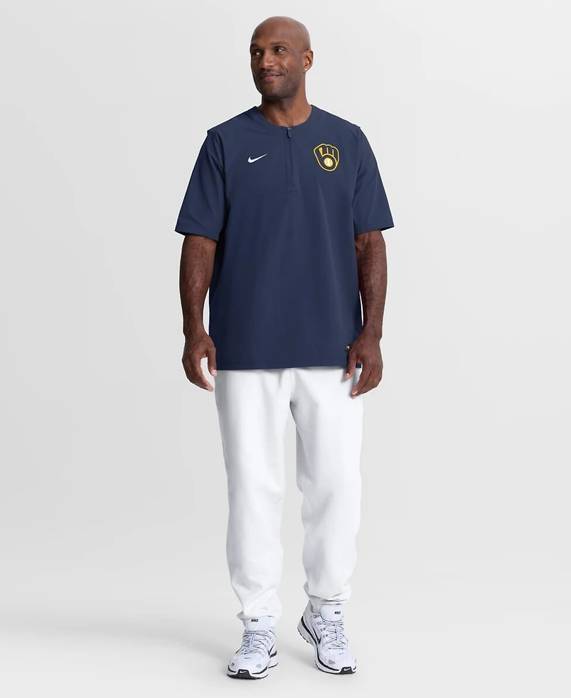Nike Men's Navy Milwaukee Brewers Authentic Collection Dri-fit Quarter-Zip T-Shirt