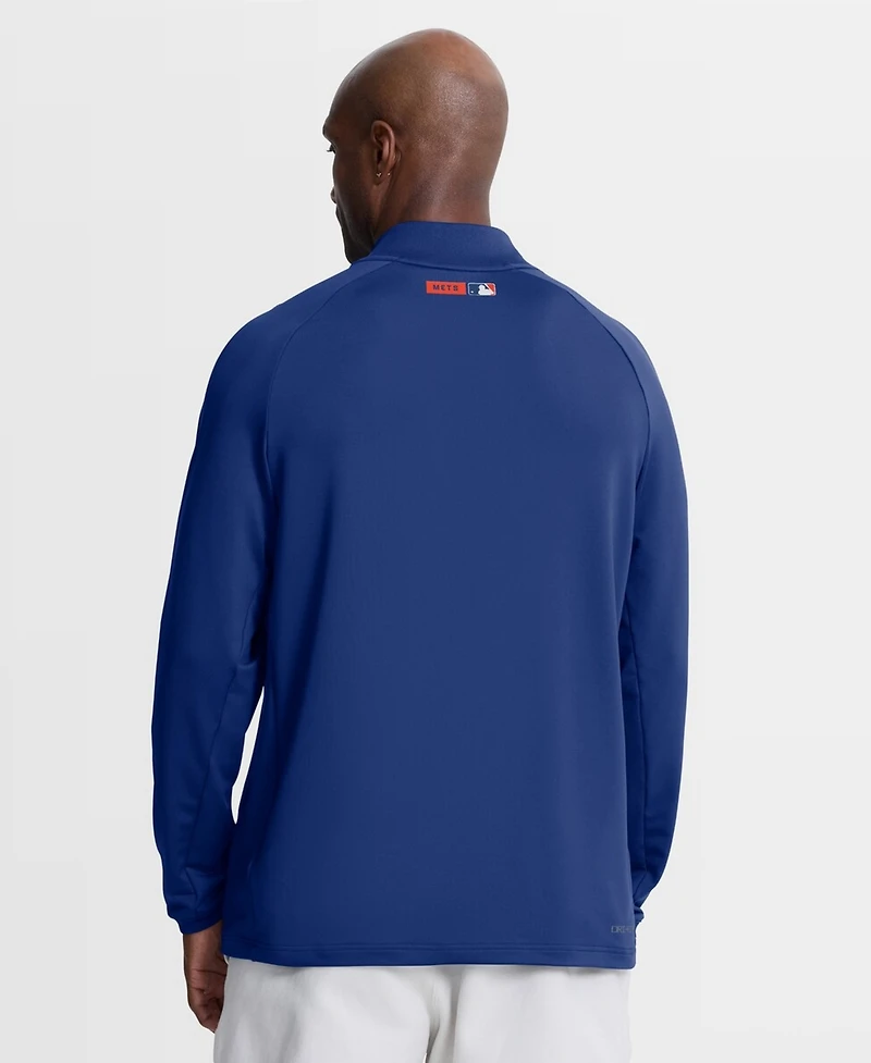 Nike Men's Royal New York Mets Authentic Collection Dri-fit Raglan Half-Zip Pullover Hoodie