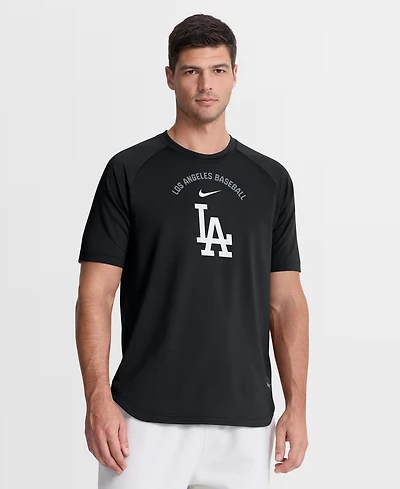 Nike Men's Black Los Angeles Dodgers Authentic Collection Batting Practice Pre-Game Raglan Dri-fit T-Shirt