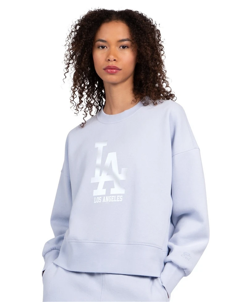 Starter Women's Light Blue Los Angeles Dodgers Pastels Boxy Fleece Sweatshirt