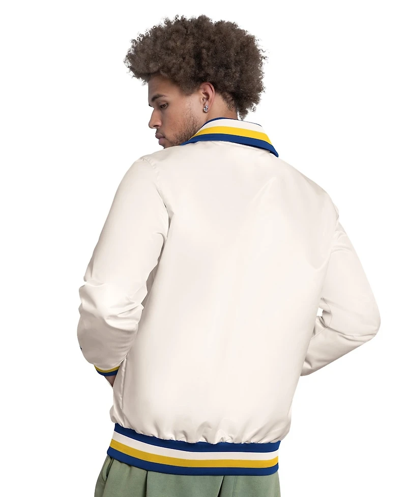 Starter Men's White Milwaukee Brewers The Captain Cooperstown Logo Full-Zip Varsity Jacket