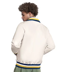 Starter Men's White Milwaukee Brewers The Captain Cooperstown Logo Full-Zip Varsity Jacket