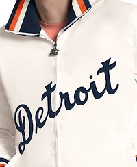 Starter Men's White Detroit Tigers The Captain Cooperstown Logo Full-Zip Varsity Jacket