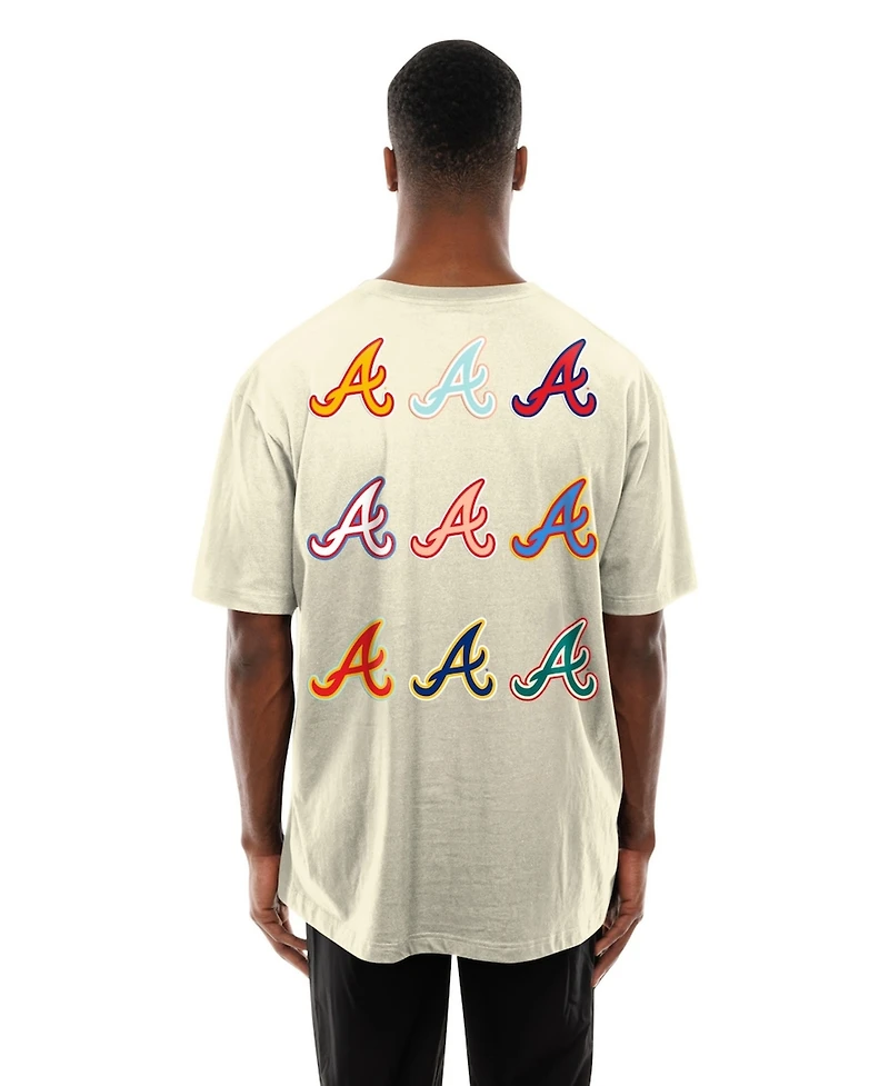 New Era Men's Cream Atlanta Braves Ransom Note Oversized T-Shirt