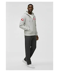Champion Men's Gray Cincinnati Reds Reverse Weave Chenille Full-Zip Hoodie