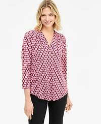 Jm Collection Women's Printed 3/4 Sleeve V-Neck Knit Top, Macy's Exclusive