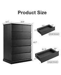 Rainsken 6 Drawers Dresser for Bedroom, with Concealed Handles, Vertical Wood Storage Cabinet, Tall Living Room, Entryway