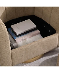 Rainsken Upholstered Chenille Swivel Barrel Chair, Comfy Channel Tufted Accent Round Armchair, Single Club Sofa, for Living Room Bedroom Reading Nook