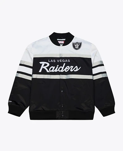 Mitchell & Ness Men's Black Las Vegas Raiders Head Coach Lightweight Full-Snap Satin Jacket