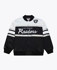 Mitchell & Ness Men's Black Las Vegas Raiders Head Coach Lightweight Full-Snap Satin Jacket