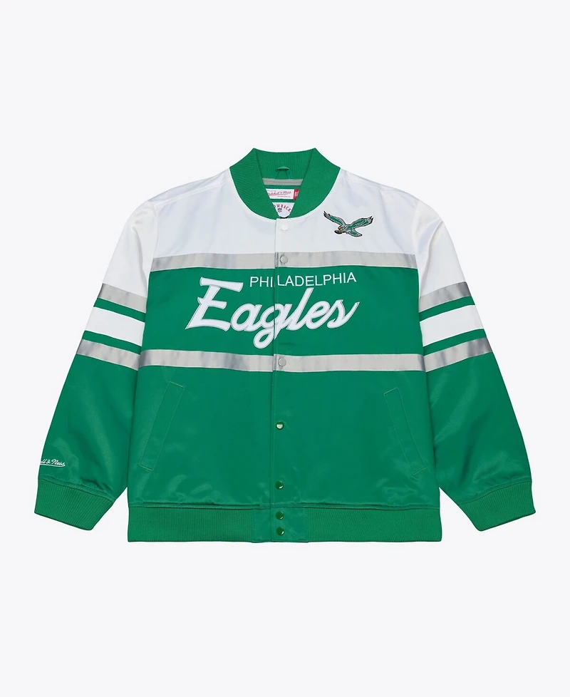 Mitchell & Ness Men's Kelly Green Philadelphia Eagles Head Coach Lightweight Full-Snap Satin Jacket