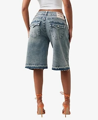 True Religion Women's Jessie Mid-Rise Baggy Denim Shorts