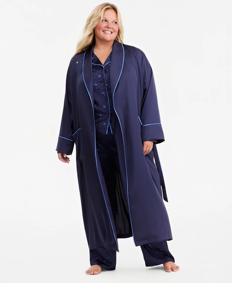 Disney | Macy's Plus Sorcerer's Apprentice Mickey Long-Sleeve Satin Wrap Robe, Exclusive