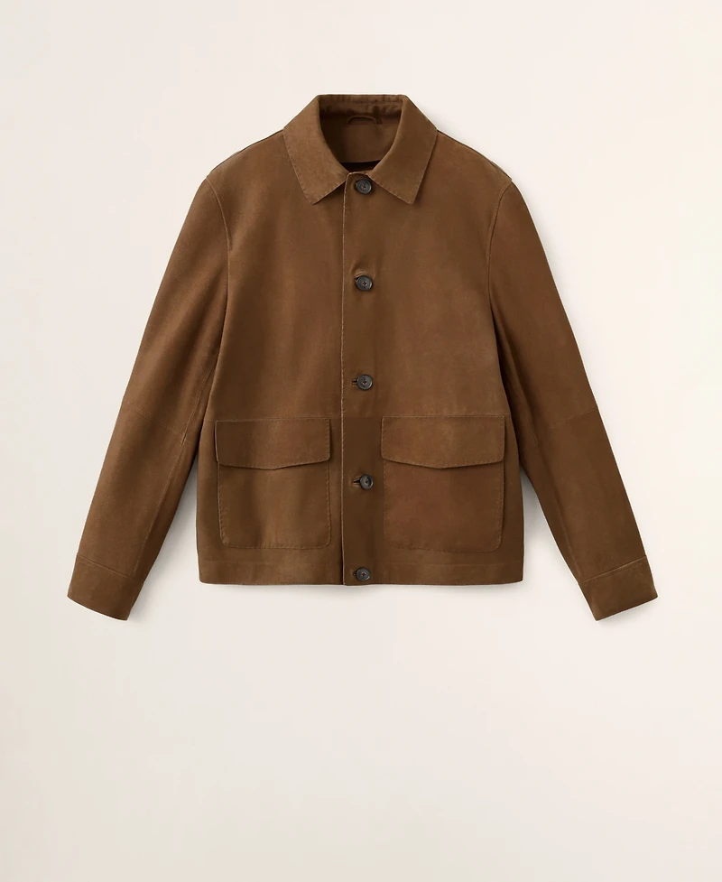 Mango Men's Leather Pockets Jacket