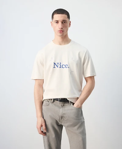 Mango Men's Cotton Printed T-Shirt
