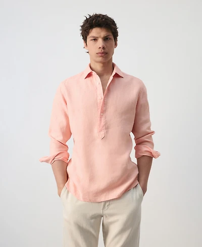 Mango Men's Linen Relaxed Fit Shirt