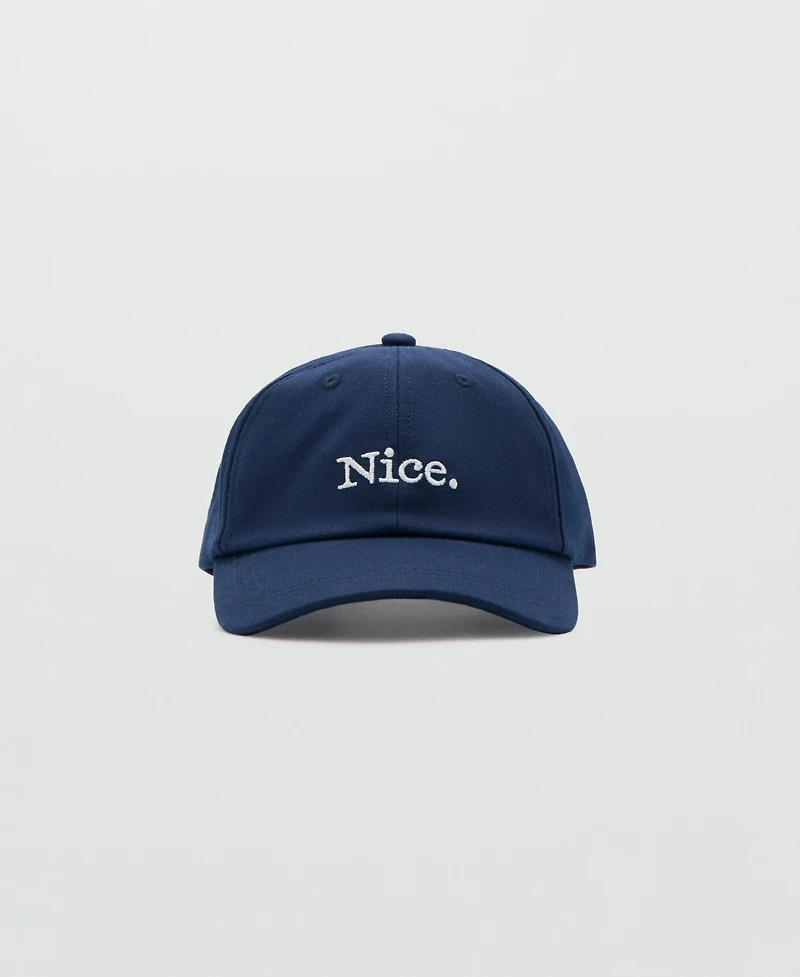 Mango Men's Embroidered Slogan Cotton Cap