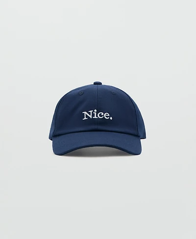 Mango Men's Embroidered Slogan Cotton Cap