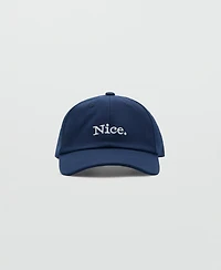 Mango Men's Embroidered Slogan Cotton Cap