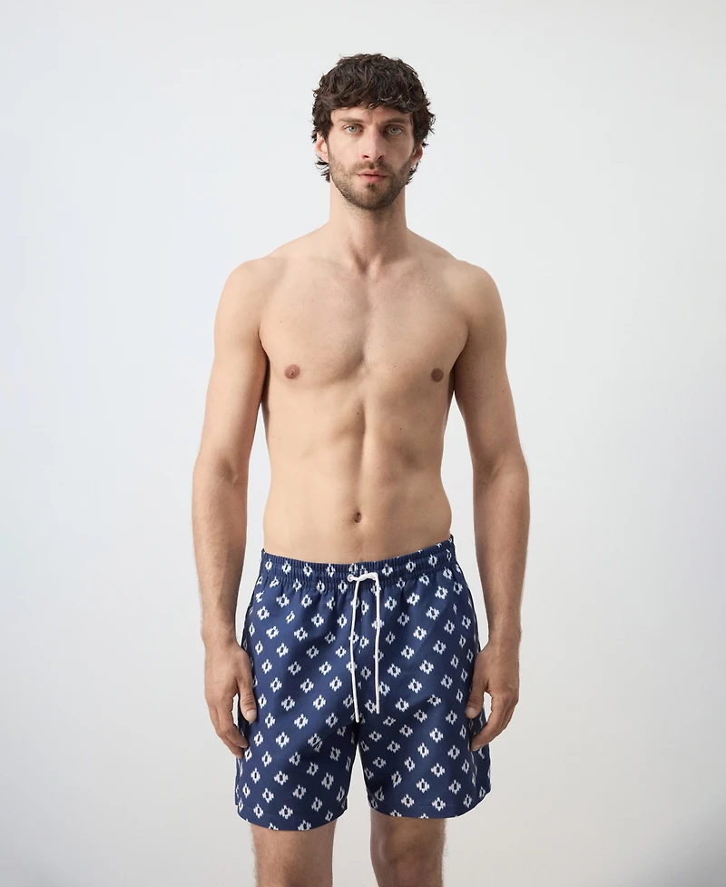 Mango Men's Geometric-Print Swim Trunks