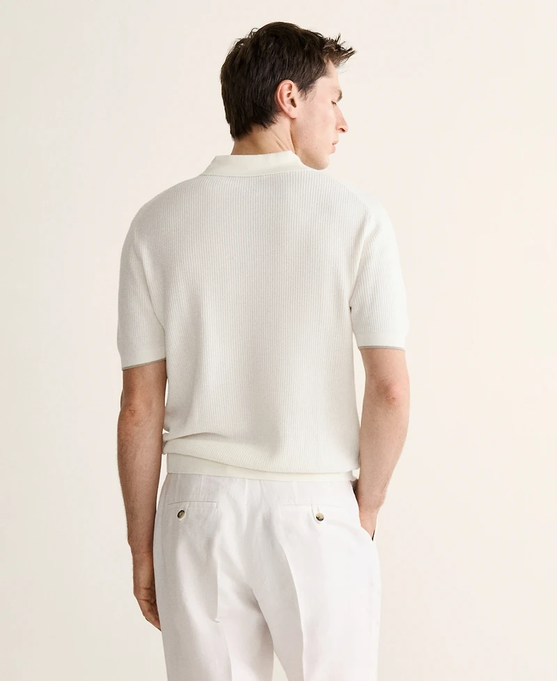 Mango Men's Cotton-Lyocell Knit Polo Shirt