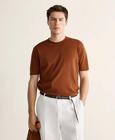 Mango Men's Cotton Fine-Knit T-Shirt