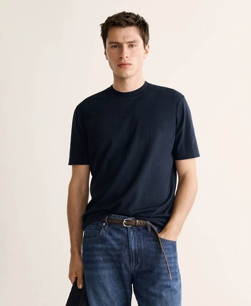 Mango Men's Cotton Fine-Knit T-Shirt