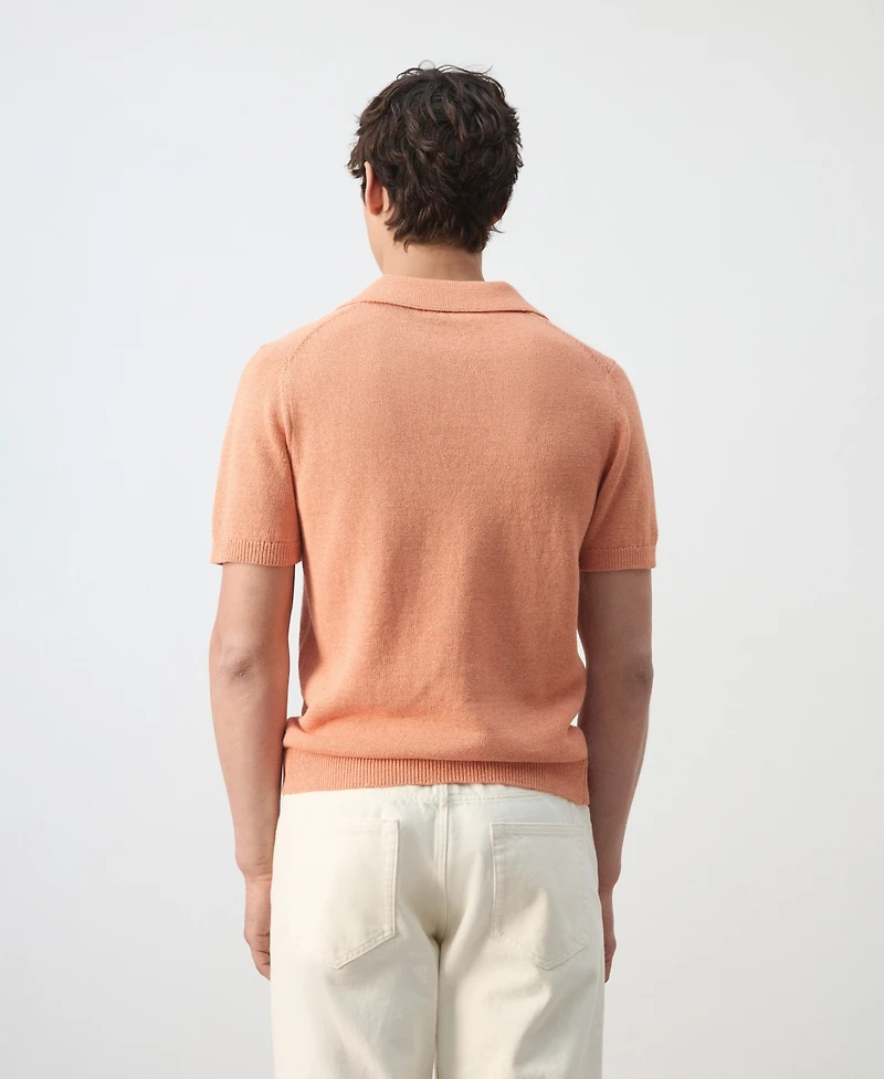 Mango Men's Microstructure Cotton Polo Shirt
